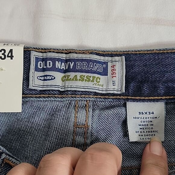 NEW Mens Old Navy Classic Denim Blue Jeans size 35 x 34 Medium Wash - Picture 3 of 5
